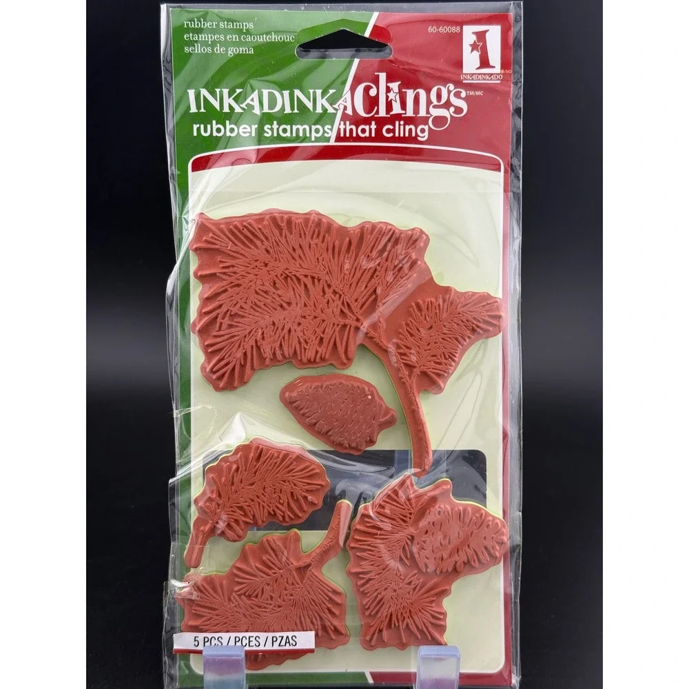 Inkadinkado Clings Rubber Stamps Evergreens Conifer 5pc Set 60-60088 Pinecone